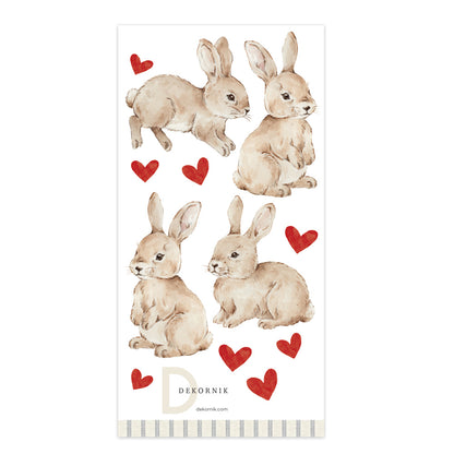 Rabbits hearts red Wall stickers