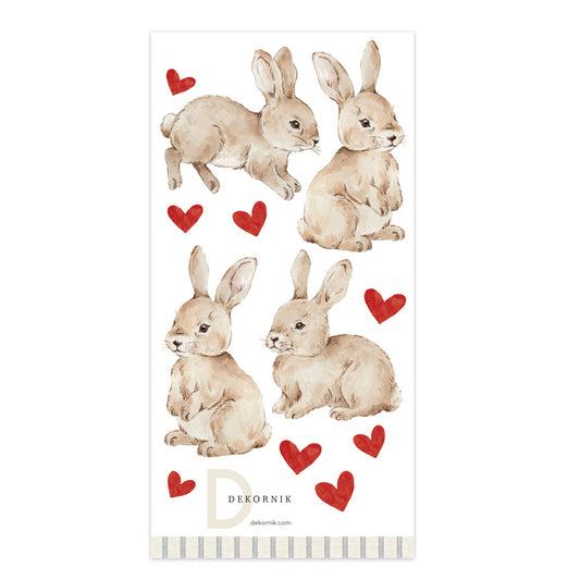 Rabbits hearts red Wall stickers