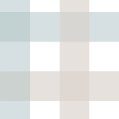Provence check beige blue big Wallpaper