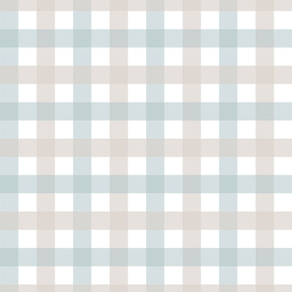 Provence check beige blue small Wallpaper