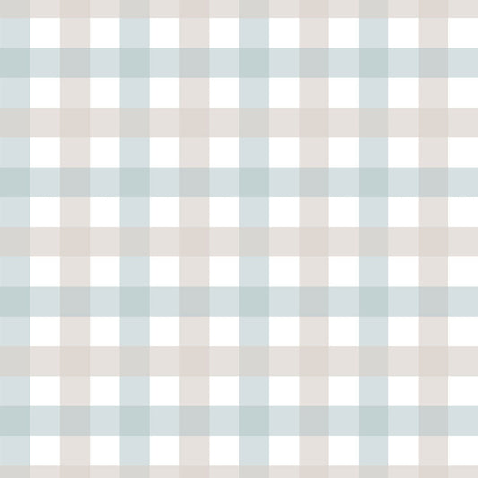 Provence check beige blue small Wallpaper
