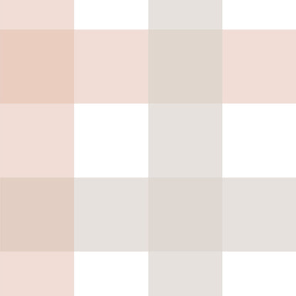 Provence check beige pink big Wallpaper