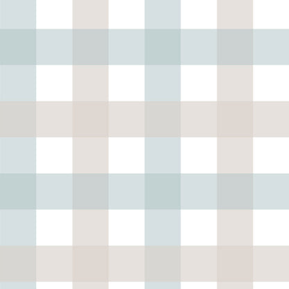 Provence check beige blue medium Wallpaper