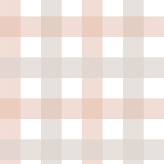 Provence check beige pink medium Wallpaper