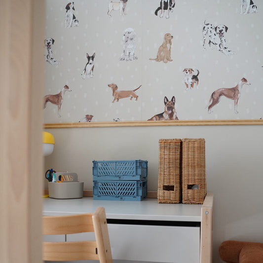 Dogs are The Best Beige with Dots Wallpaper