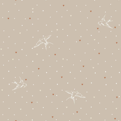 Swallows on beige Wallpaper