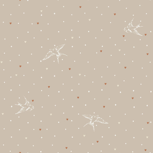 Swallows on beige Wallpaper