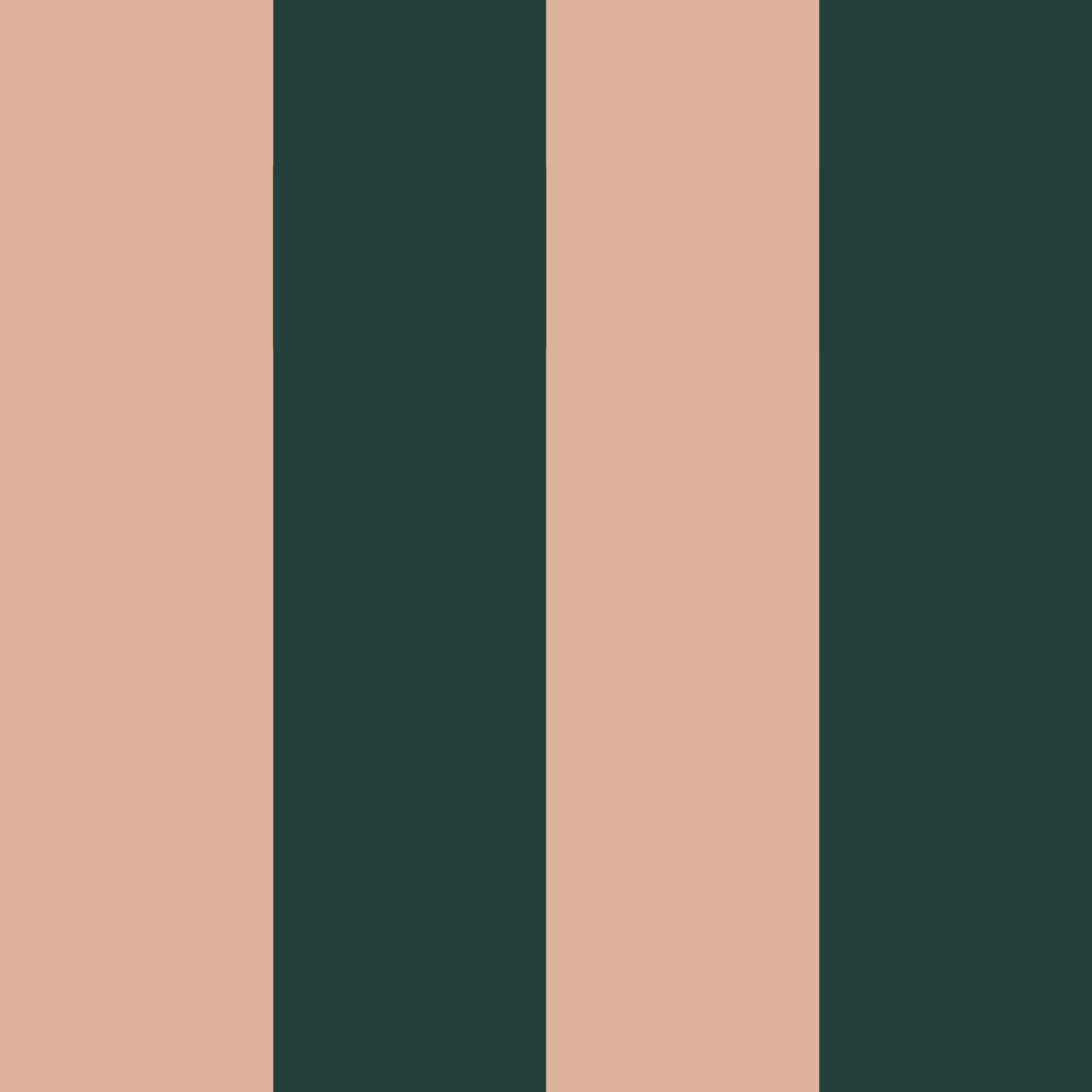 Wide stripes royal green and pink Wallpaper
