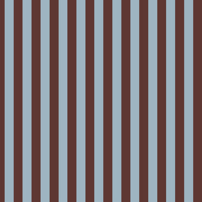 Wide stripes classy brown and misty blue Wallpaper