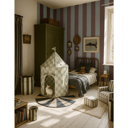 Wide stripes classy brown and misty blue Wallpaper