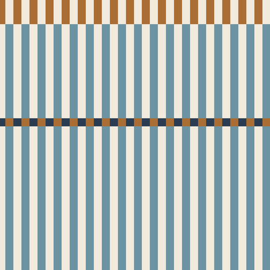 Stripes happy blue and honey Wallpaper