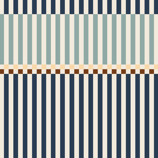 Stripes happy 2 colours navy blue and mint Wallpaper