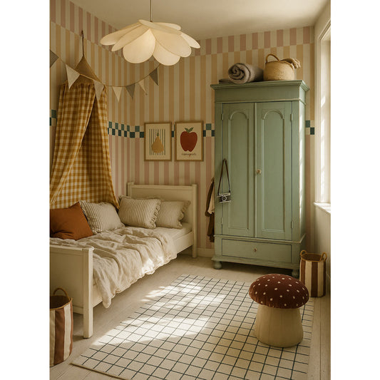 Stripes happy cherry pink and sunny yellow Wallpaper