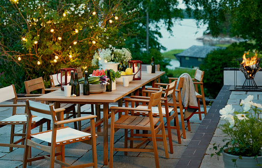 Djurö teak dining table outdoors