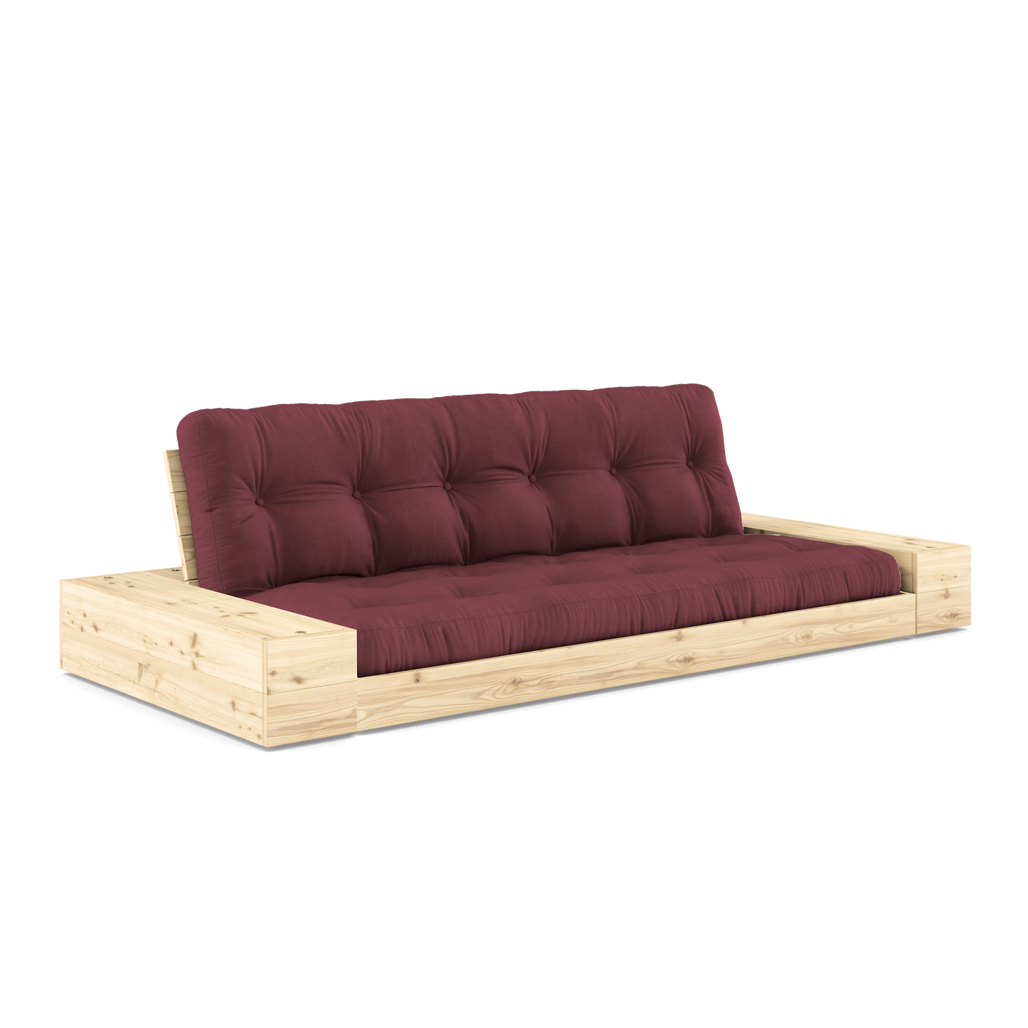 BASE Sofa bed 244 cm (with 2 sideboxes) in Clear Lacquered Pine — Karup Design