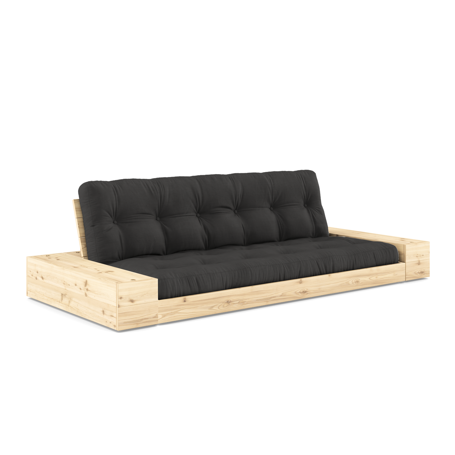 BASE Sofa bed 244 cm (with 2 sideboxes) in Clear Lacquered Pine — Karup Design