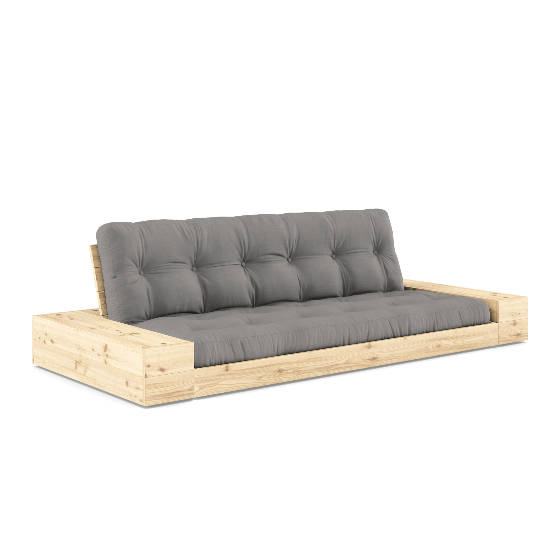 BASE Sofa bed 244 cm (with 2 sideboxes) in Clear Lacquered Pine — Karup Design