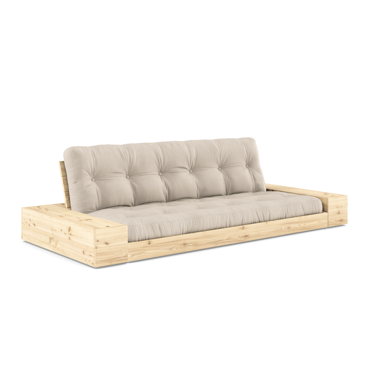 BASE Sofa bed 244 cm (with 2 sideboxes) in Clear Lacquered Pine — Karup Design
