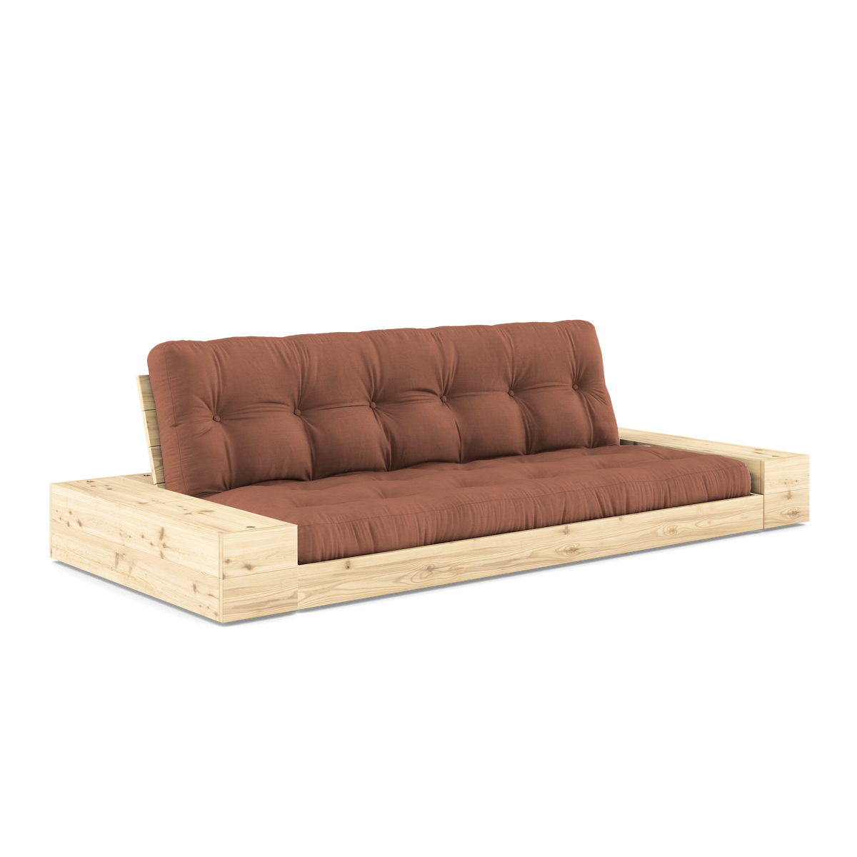 BASE Sofa bed 244 cm (with 2 sideboxes) in Clear Lacquered Pine — Karup Design