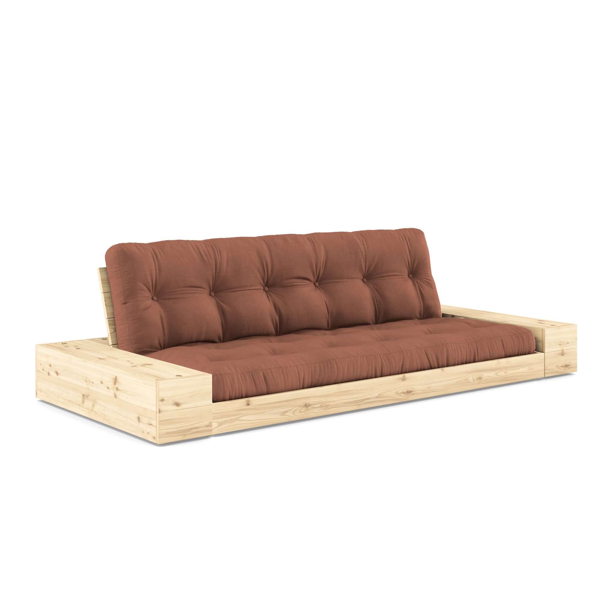 BASE Sofa bed 244 cm (with 2 sideboxes) in Clear Lacquered Pine — Karup Design
