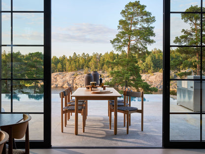 Koster dining chairs seen from inside the house