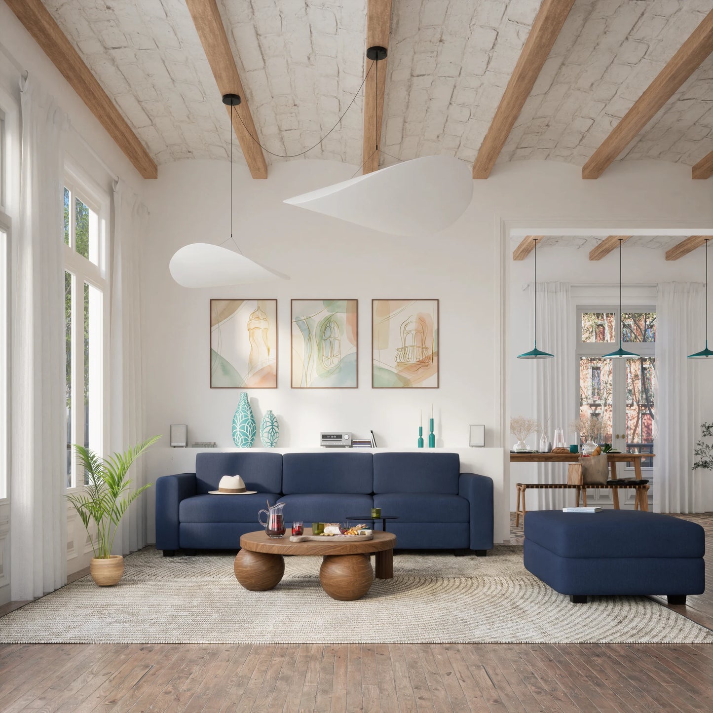 Modular Sofa GRACIA - Pouf Module - Dark Blue