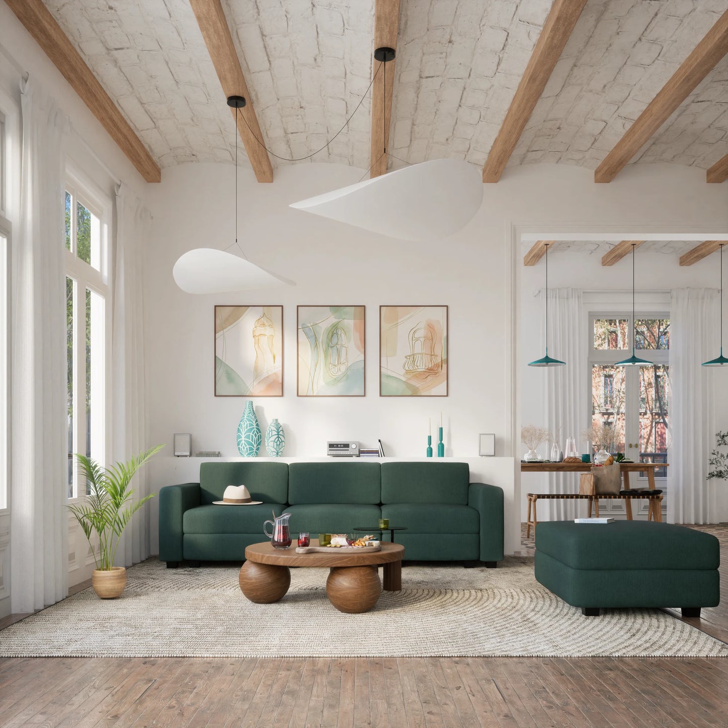 Modular Sofa GRACIA - Pouf Module - Green