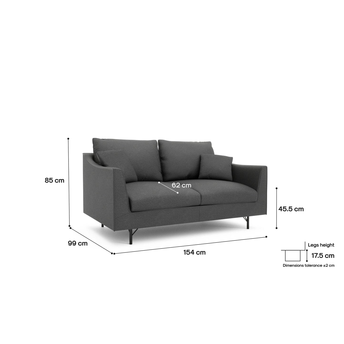 2-Seater Sofa ALFAMA - Dark Grey