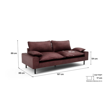 2-Seater Sofa AVENTINE - Burgundy