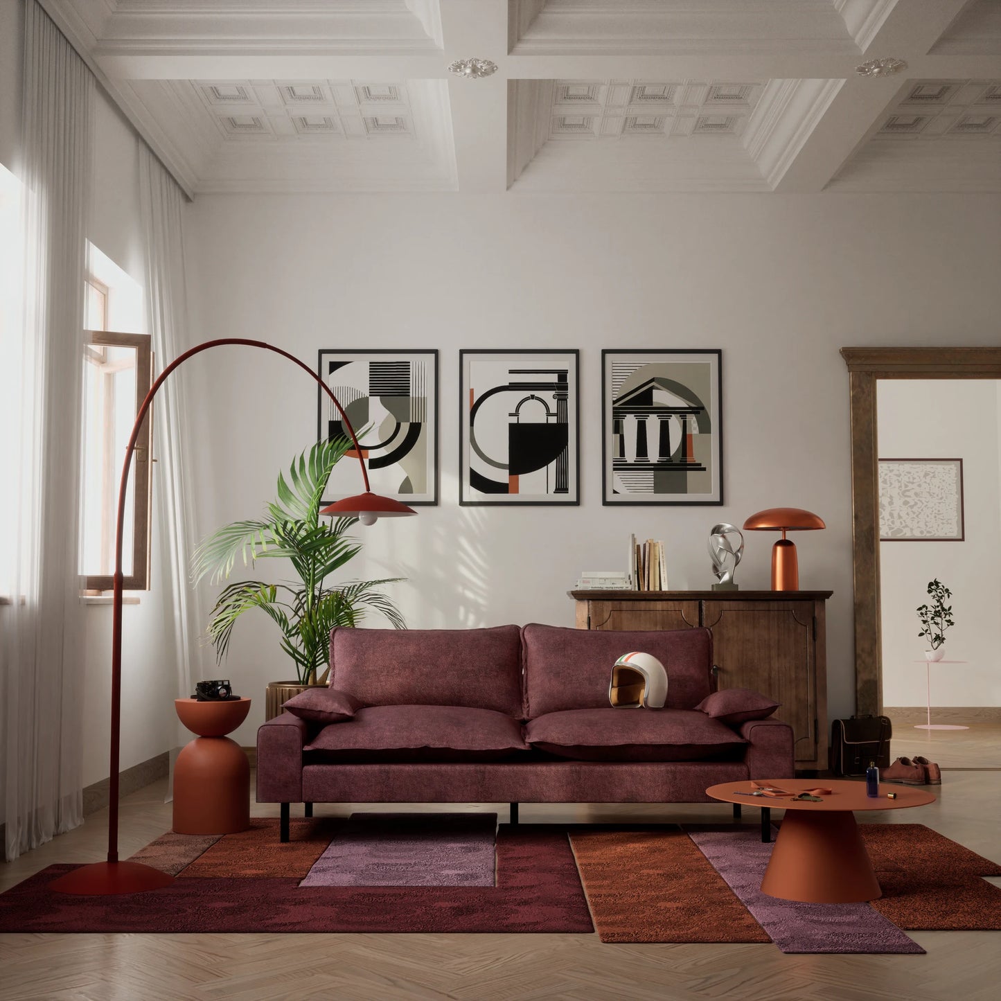 2-Seater Sofa AVENTINE - Burgundy