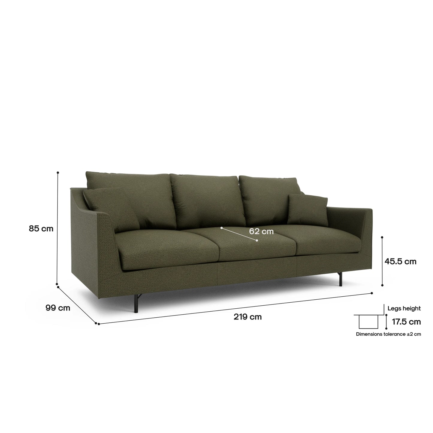 3-Seater Sofa ALFAMA - Green