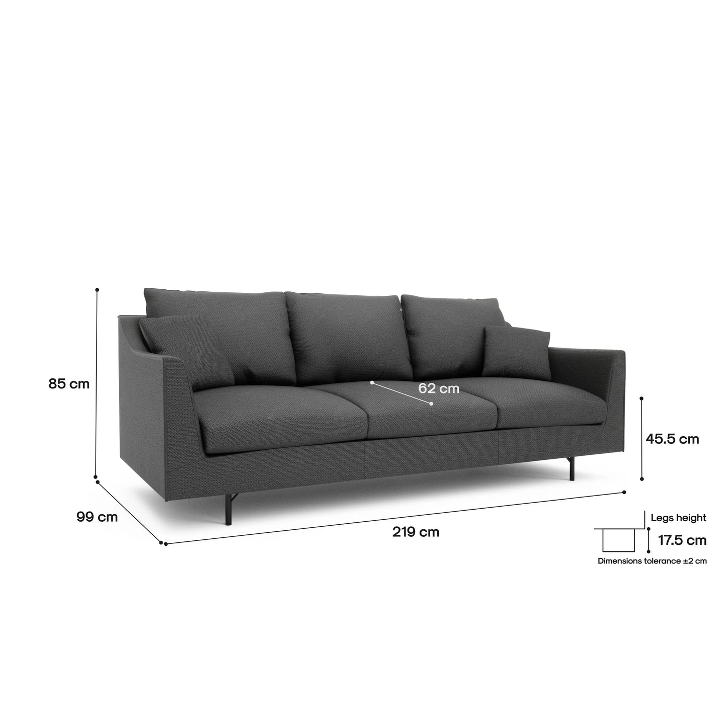 3-Seater Sofa ALFAMA - Dark Grey