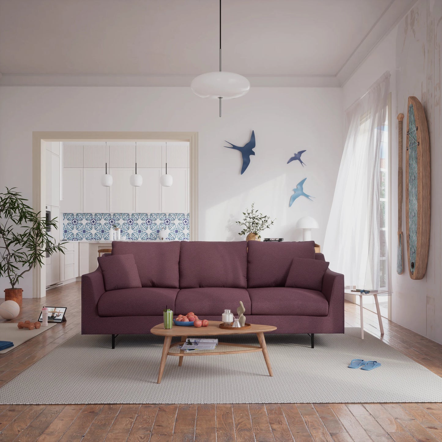 3-Seater Sofa ALFAMA - Burgundy