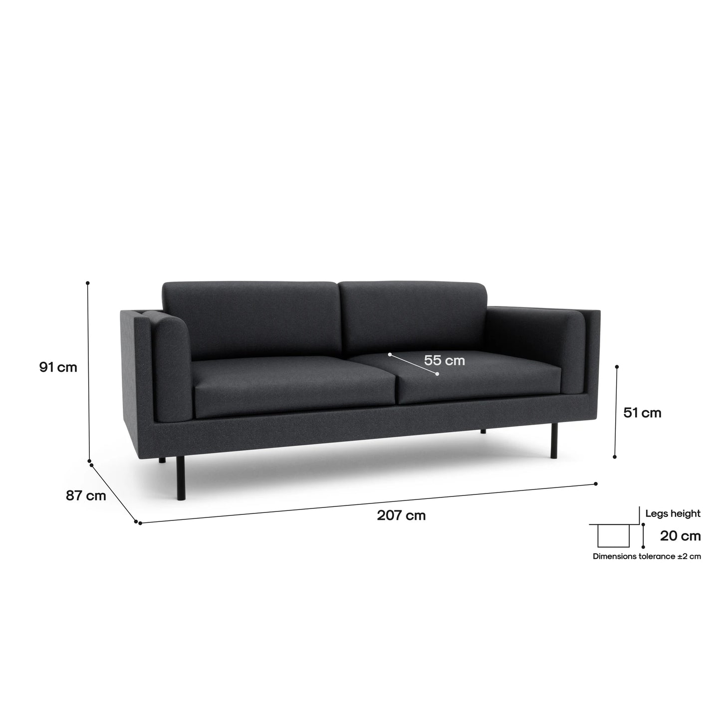 3-Seater Sofa CHELSEA - Grey
