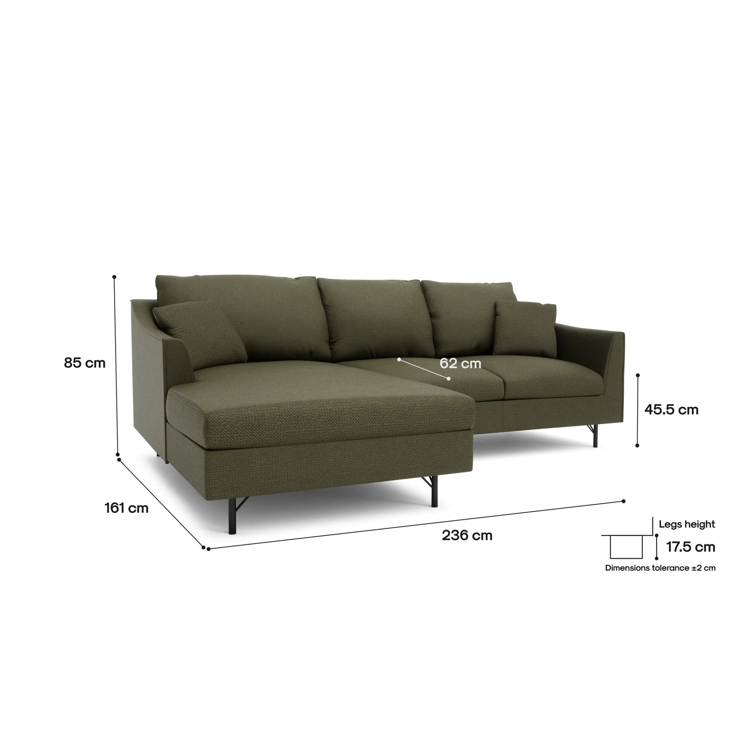 4-Seater Left Corner Sofa ALFAMA - Green