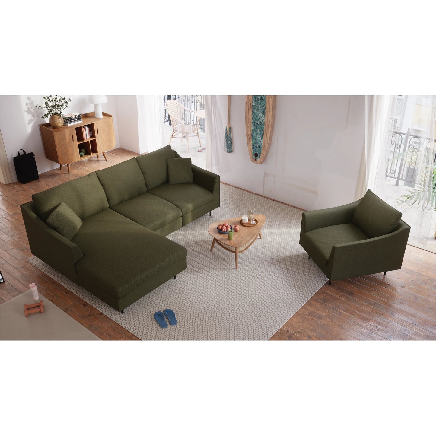 4-Seater Left Corner Sofa ALFAMA - Green