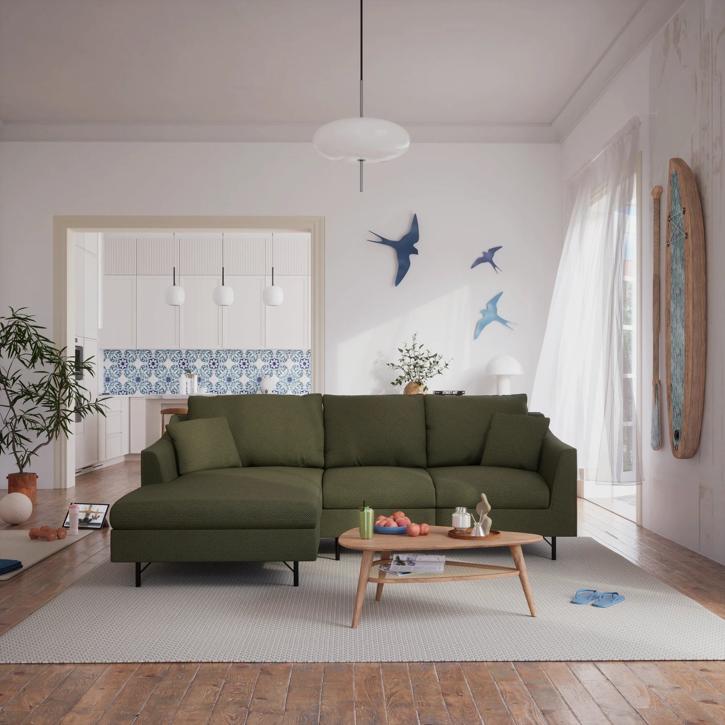 4-Seater Left Corner Sofa ALFAMA - Green