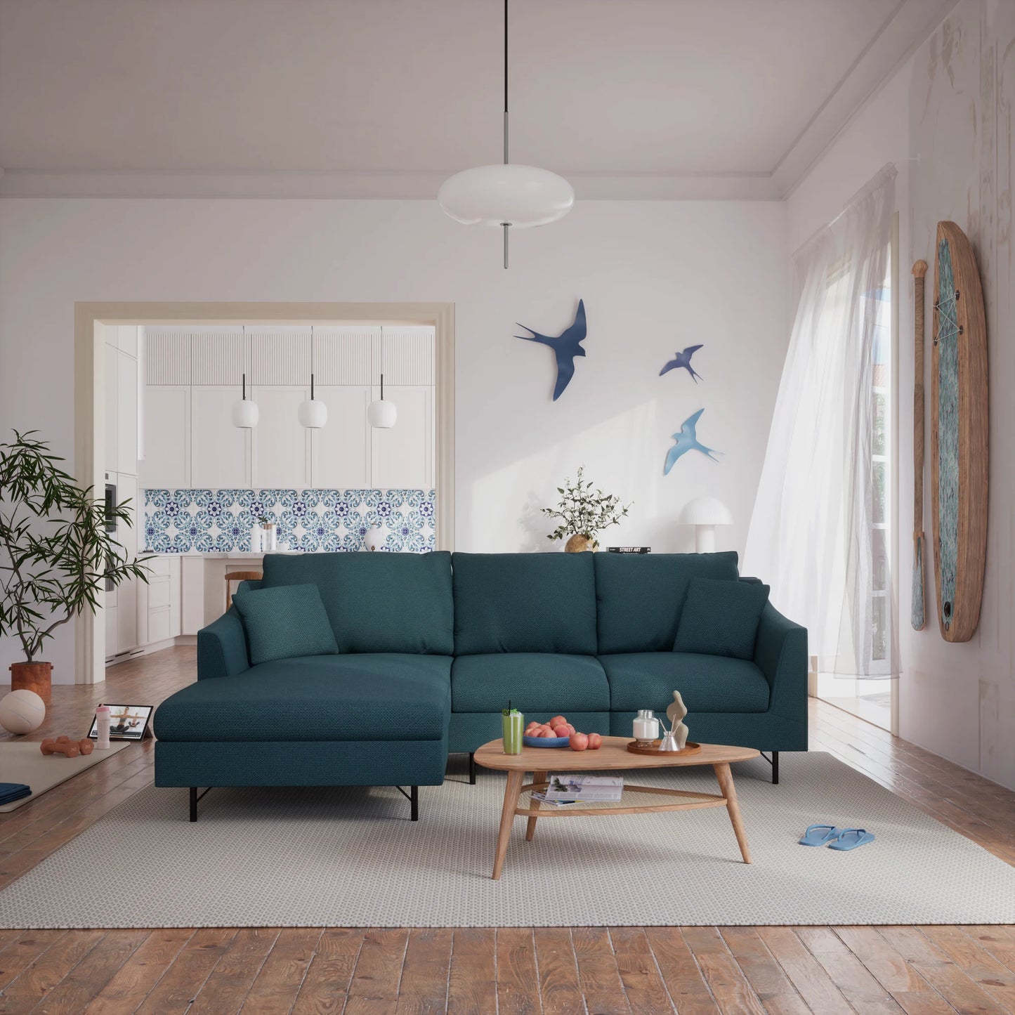 4-Seater Left Corner Sofa ALFAMA - Deep Blue