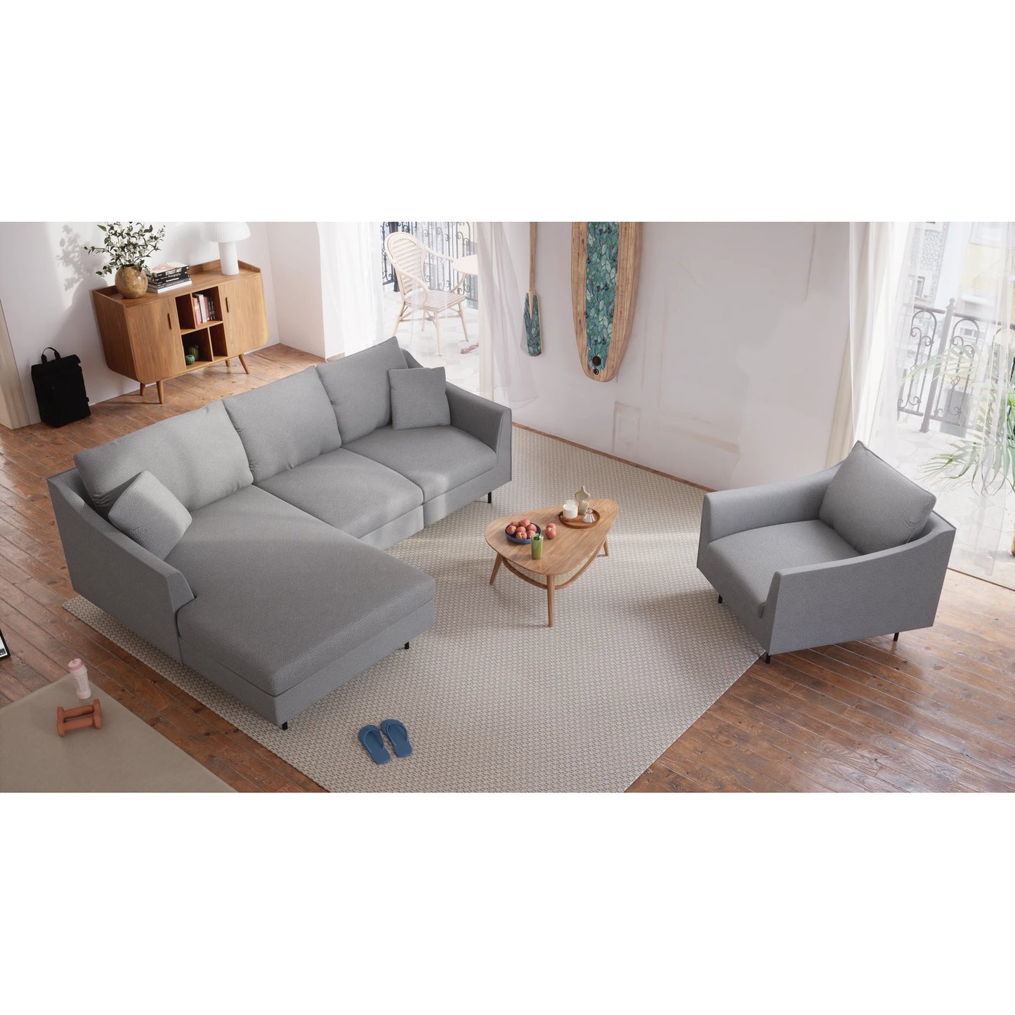 4-Seater Left Corner Sofa ALFAMA - Grey