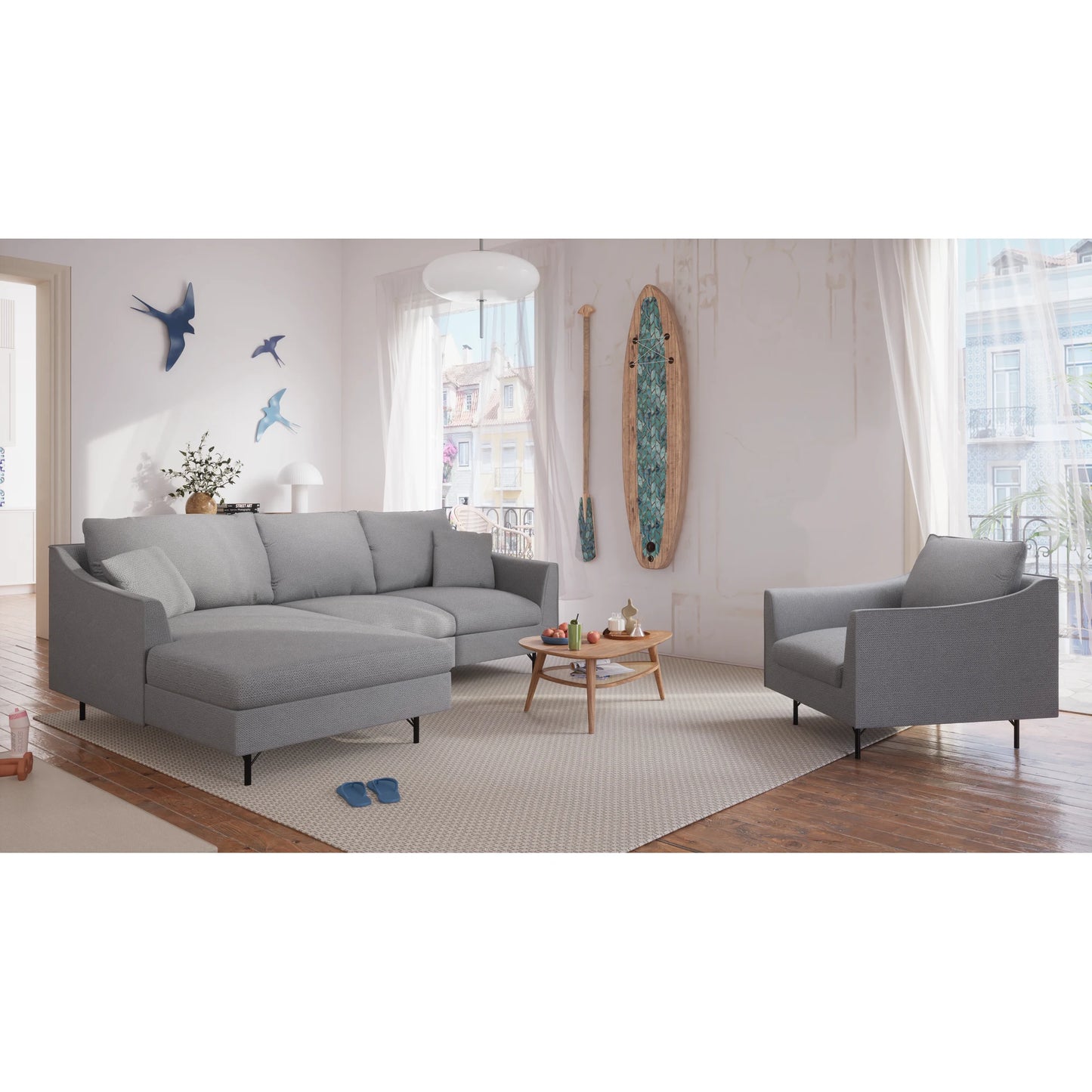 4-Seater Left Corner Sofa ALFAMA - Grey