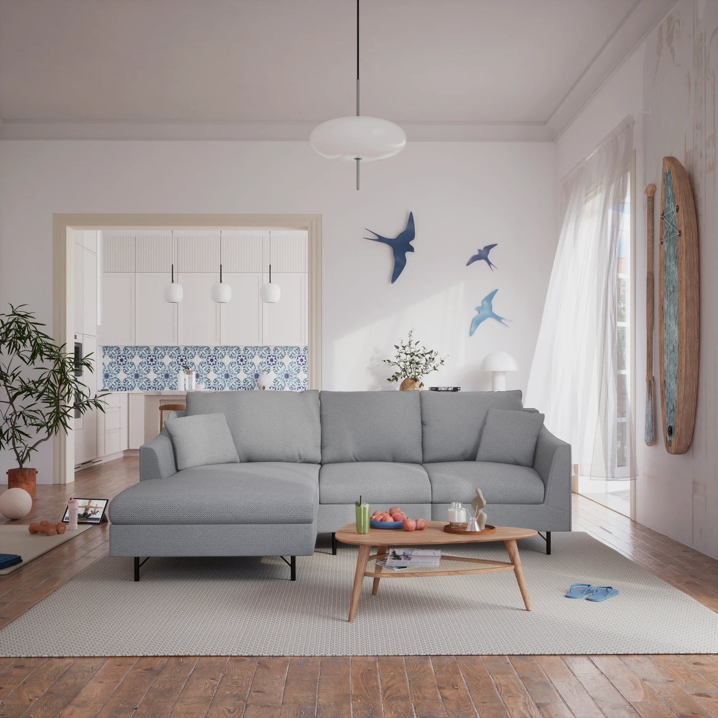 4-Seater Left Corner Sofa ALFAMA - Grey