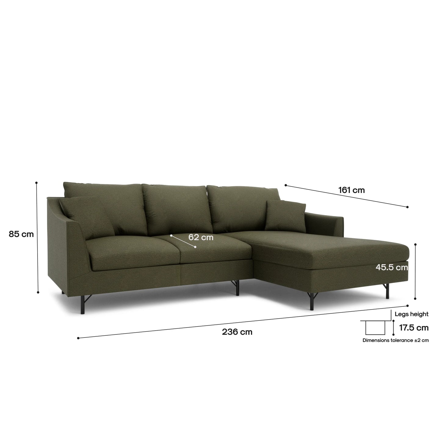 4-Seater Right Corner Sofa ALFAMA - Green