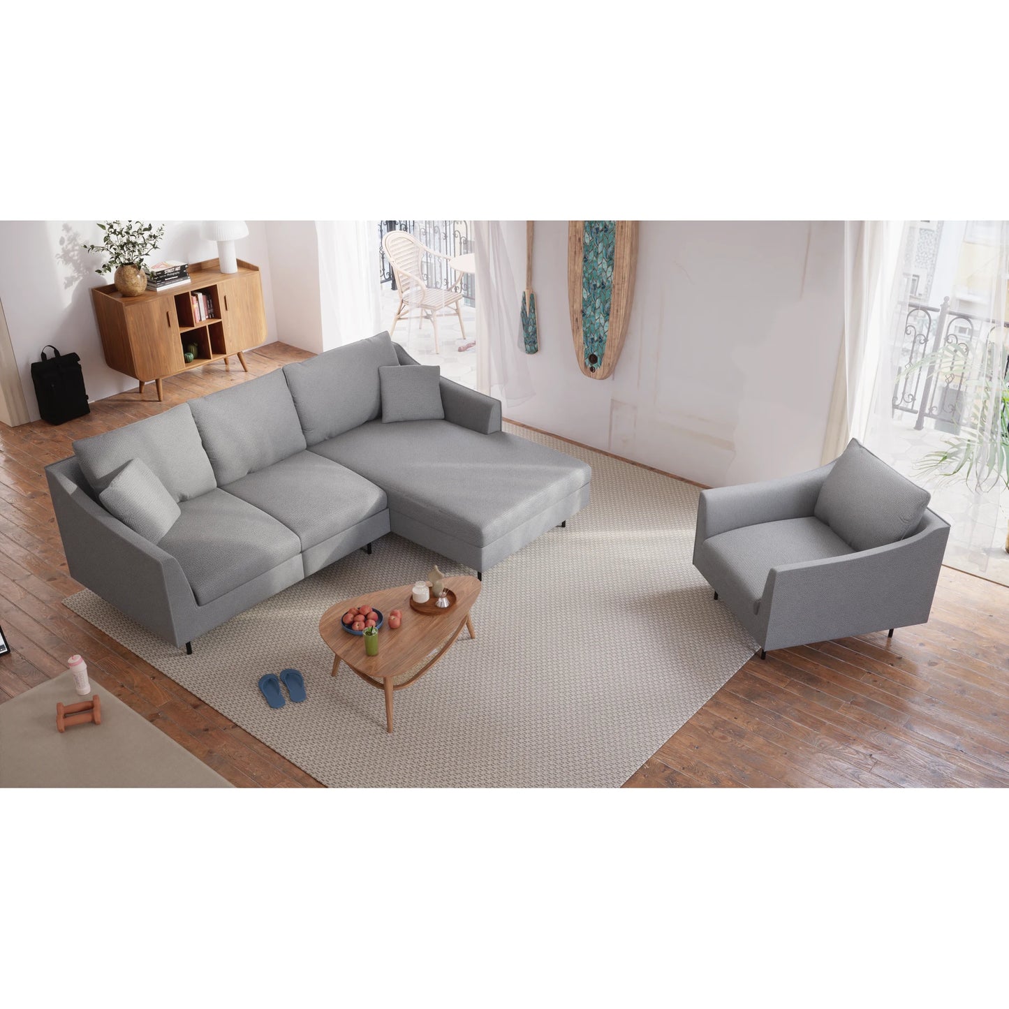 4-Seater Right Corner Sofa ALFAMA - Grey