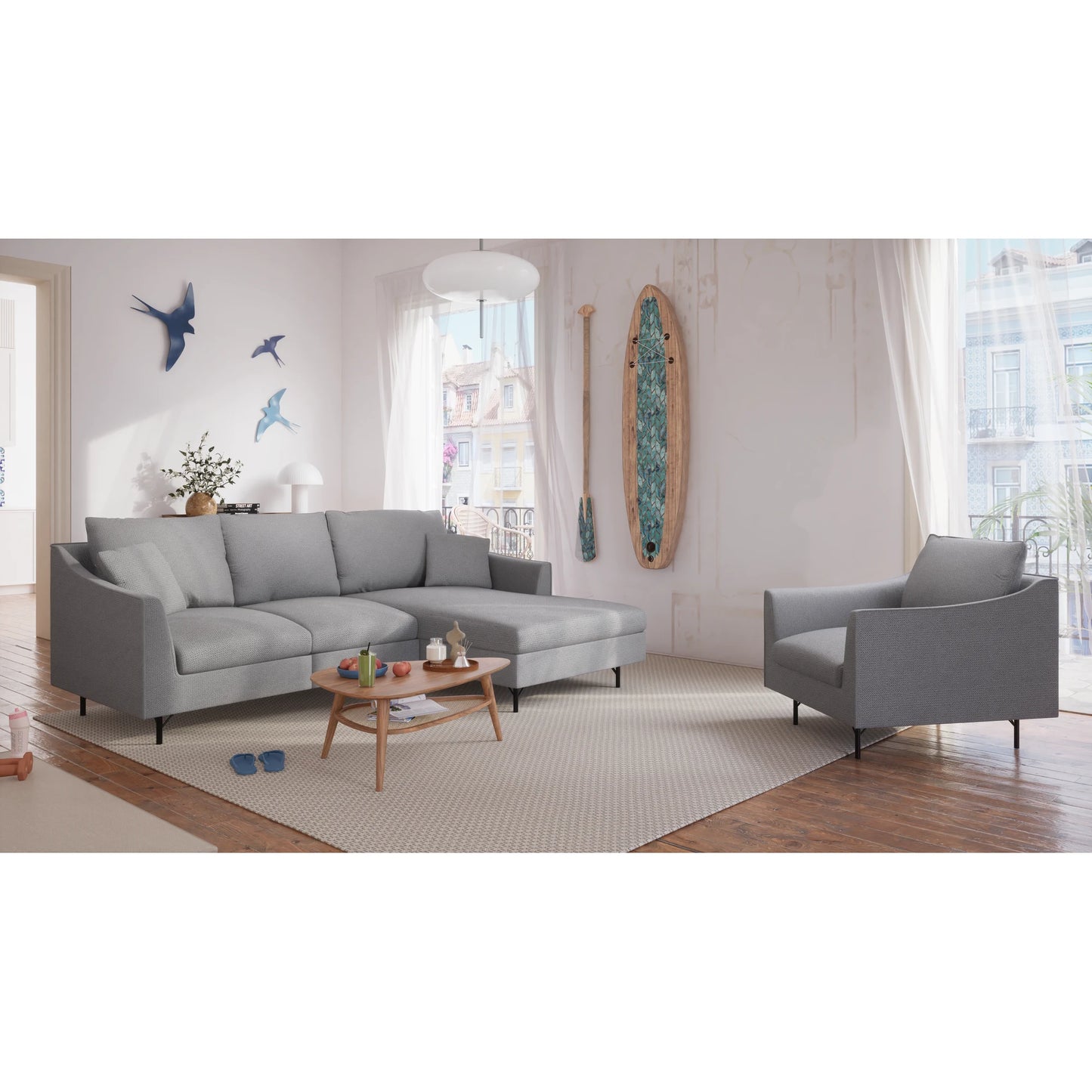 4-Seater Right Corner Sofa ALFAMA - Grey