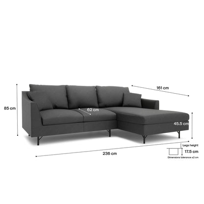 4-Seater Right Corner Sofa ALFAMA - Dark Grey