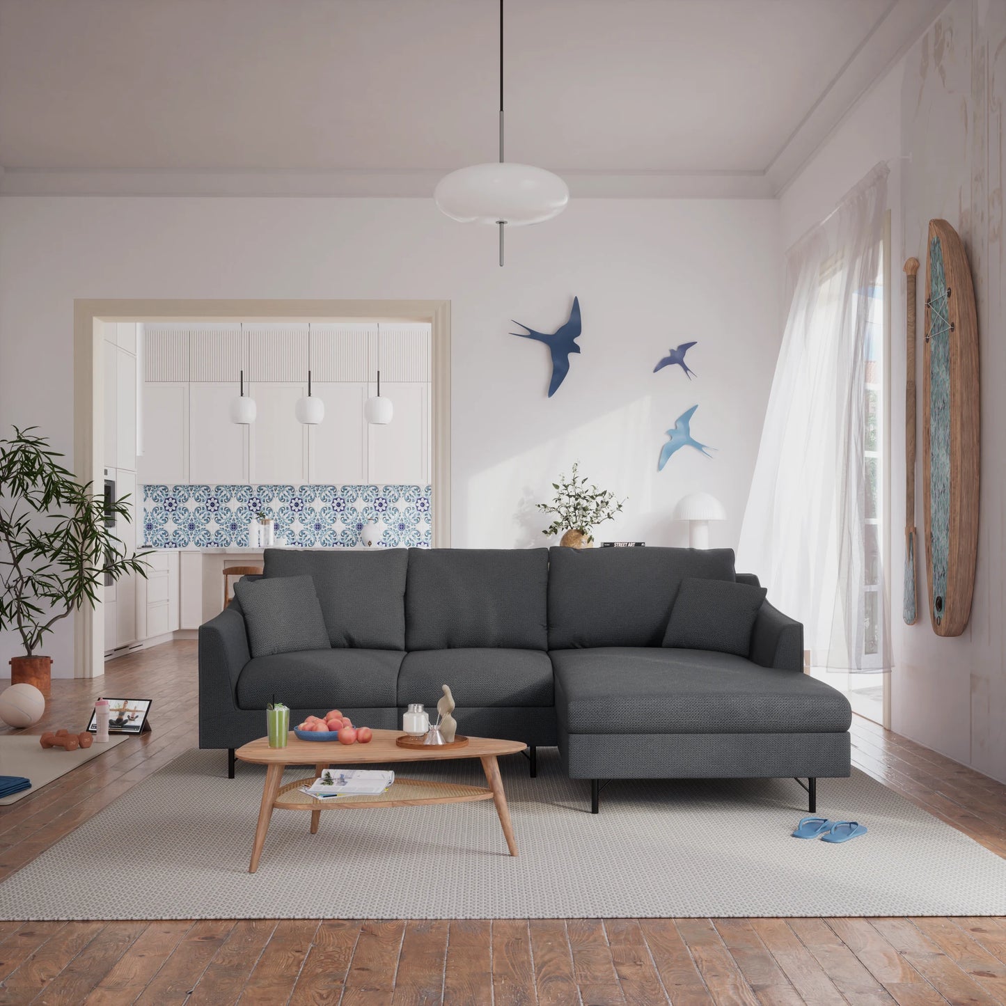 4-Seater Right Corner Sofa ALFAMA - Dark Grey