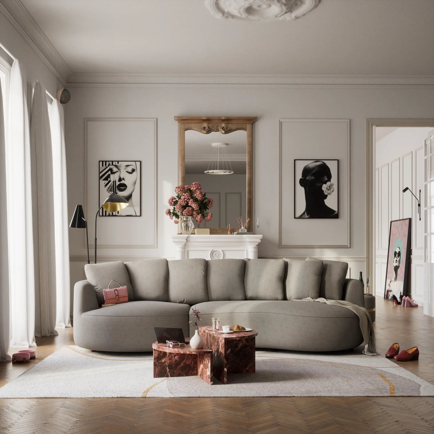 4-Seater Left Corner Sofa BELLEVILLE - Taupe