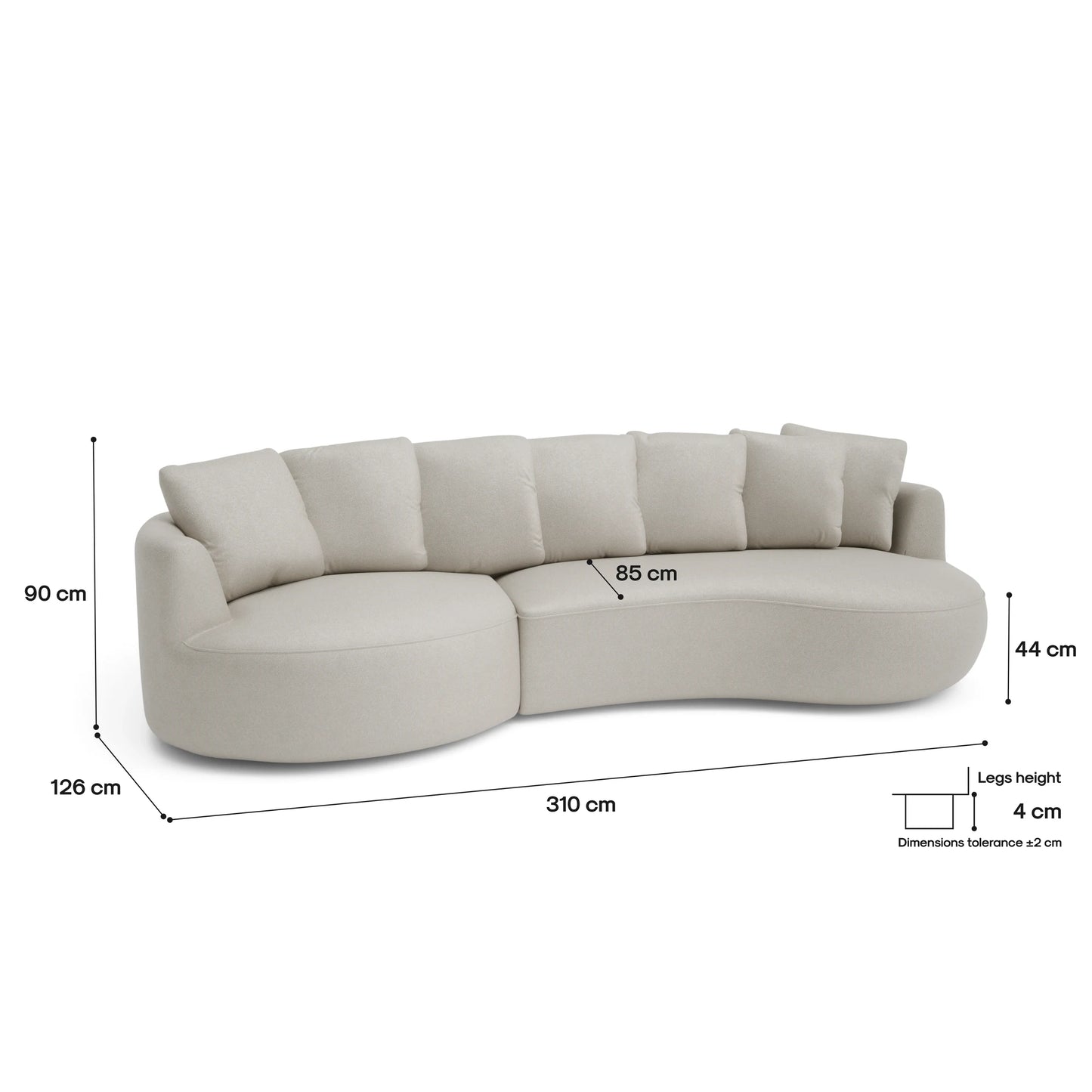4-Seater Left Corner Sofa BELLEVILLE - Cream