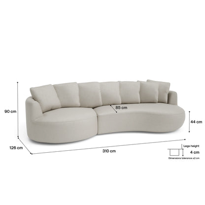 4-Seater Left Corner Sofa BELLEVILLE - Cream