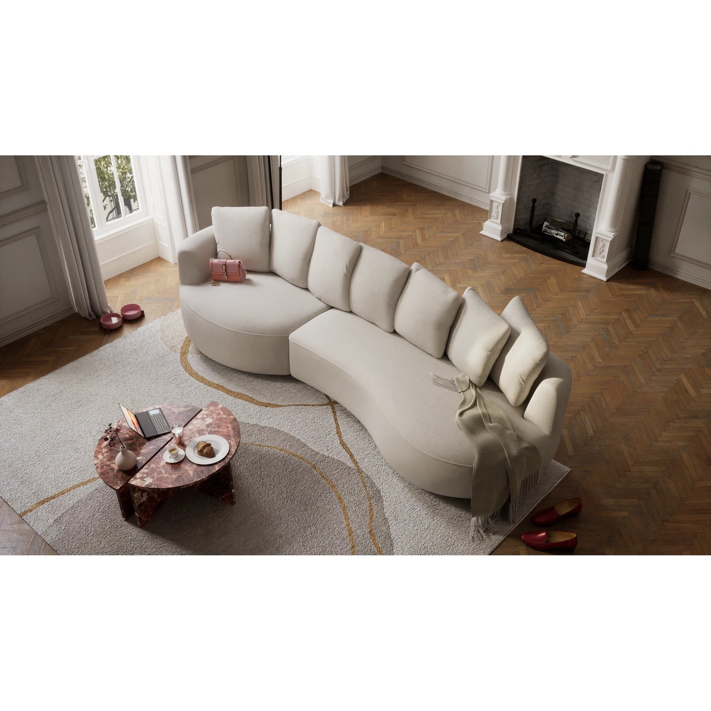 4-Seater Left Corner Sofa BELLEVILLE - Cream